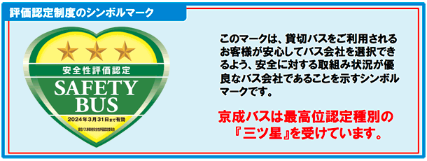 京成バスは最高位認定種別の「三ツ星」を受けています。